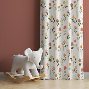 Watercolor Wild Florals Baby Girl Room Curtain Nursery Curtains Window Curtains Baby Room Curtains Flower Nursery