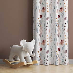 Watercolor Wild Florals Baby Girl Room Curtain Nursery Curtains Window Curtains Baby Room Curtains Flower Nursery