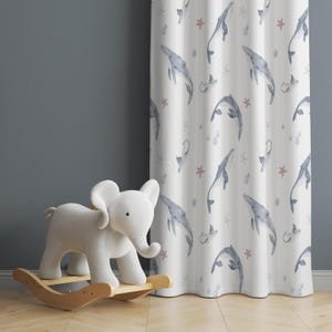 Watercolor Ocean Animals Baby Boy Room Curtain Nursery Curtains Window Curtains