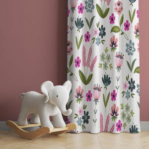Watercolor Wild Florals Baby Girl Room Curtain Nursery Curtains Window Curtains Baby Room Curtains Flower Nursery