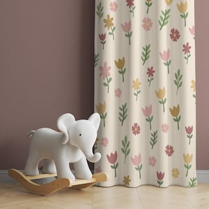 Watercolor Wild Florals Baby Girl Room Curtain Nursery Curtains Window Curtains Baby Room Curtains Flower Nursery