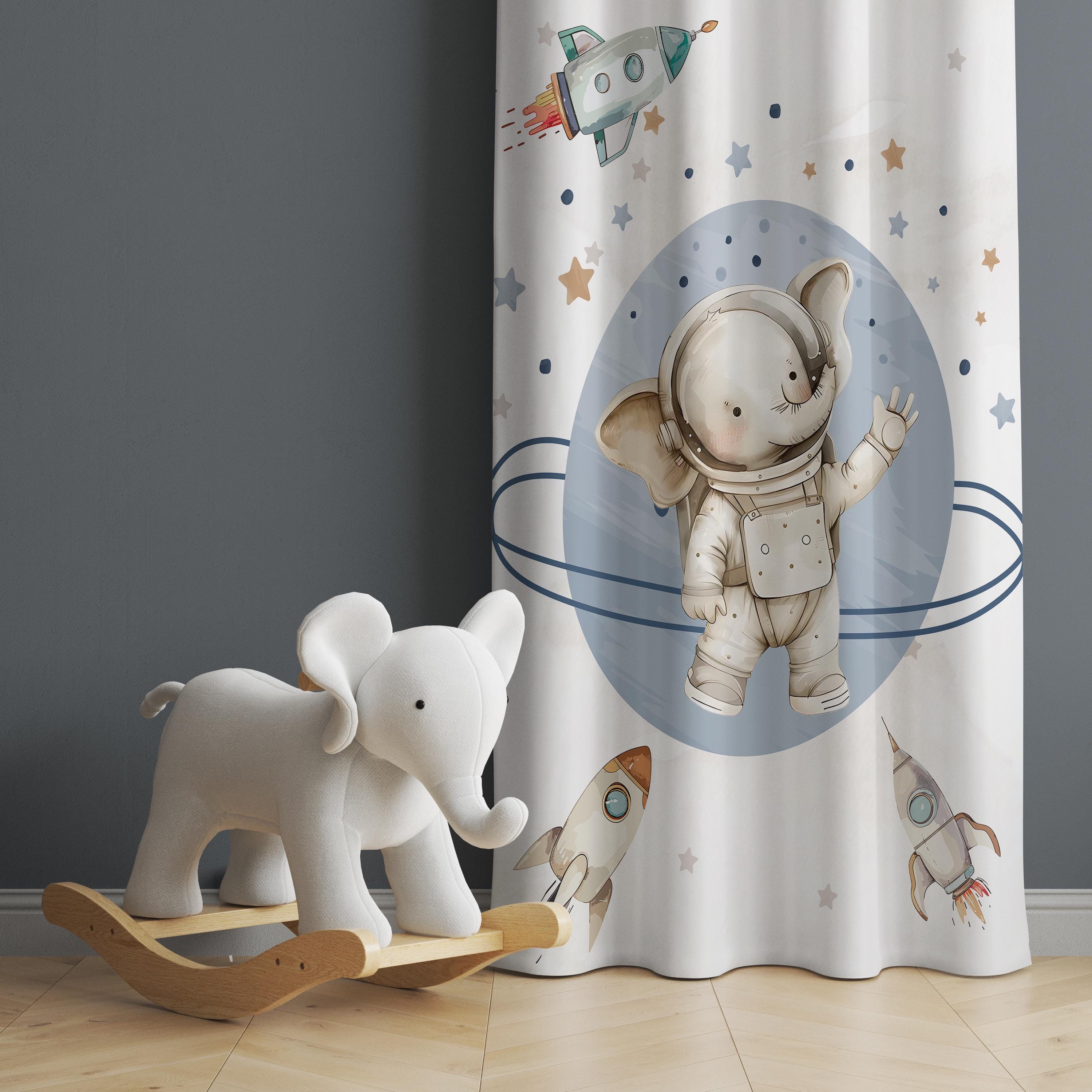 Tenda per cameretta neonato a tema spaziale, tende per cameretta con elefanti, tende per finestre, tenda con animali astronauti, tende decorative spaz