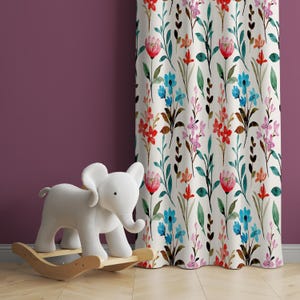 Watercolor Wild Florals Baby Girl Room Curtain Nursery Curtains Window Curtains Baby Room Curtains Flower Nursery