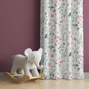 Watercolor Wild Florals Baby Girl Room Curtain Nursery Curtains Window Curtains Baby Room Curtains Flower Nursery