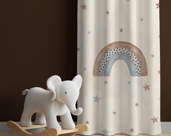 Cortina con estampado de arcoíris para habitación infantil, decoración de arcoíris para habitación de bebé, cortinas de arcoíris, cortinas para habitación de bebé, decoración de arcoíris para habitación de bebé