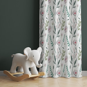 Watercolor Wild Florals Baby Girl Room Curtain Nursery Curtains Window Curtains Baby Room Curtains Flower Nursery