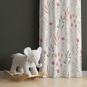Watercolor Wild Florals Baby Girl Room Curtain Nursery Curtains Window Curtains Baby Room Curtains Flower Nursery
