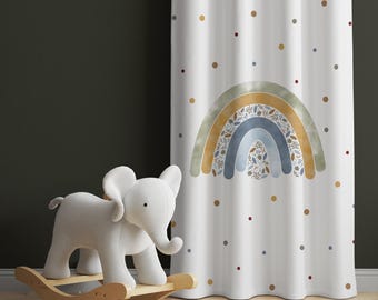 Cortina con estampado de arcoíris para habitación infantil, decoración de arcoíris para habitación de bebé, cortinas de arcoíris, cortinas para habitación de bebé, decoración de arcoíris para habitación de bebé
