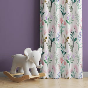Watercolor Wild Florals Baby Girl Room Curtain Nursery Curtains Window Curtains Baby Room Curtains Flower Nursery