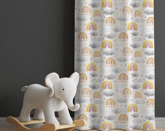 Cortinas arcoíris, cortinas infantiles, cortinas para habitación infantil, cortinas con estampado arcoíris para habitación infantil, cortinas coloridas para habitación de bebé, cortinas para ventana