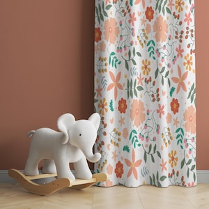 Watercolor Wild Florals Baby Girl Room Curtain Nursery Curtains Window Curtains Baby Room Curtains Flower Nursery