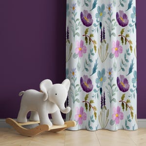 Watercolor Wild Florals Baby Girl Room Curtain Nursery Curtains Window Curtains Baby Room Curtains Flower Nursery