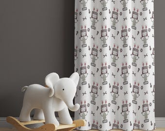 Cortinas con diseño de robots para guardería, cortinas para habitación de bebé niño, cortinas para ventanas, cortinas para habitaciones infantiles.