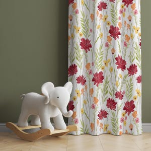Watercolor Wild Florals Baby Girl Room Curtain Nursery Curtains Window Curtains Baby Room Curtains Flower Nursery