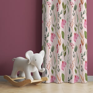 Watercolor Wild Florals Baby Girl Room Curtain Nursery Curtains Window Curtains Baby Room Curtains Flower Nursery