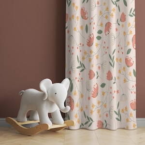 Watercolor Wild Florals Baby Girl Room Curtain Nursery Curtains Window Curtains Baby Room Curtains Flower Nursery