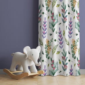 Watercolor Wild Florals Baby Girl Room Curtain Nursery Curtains Window Curtains Baby Room Curtains Flower Nursery