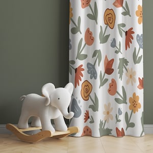 Watercolor Wild Florals Baby Girl Room Curtain Nursery Curtains Window Curtains Baby Room Curtains Flower Nursery