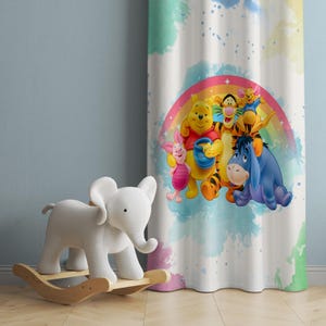 Winnie the Pooh Bear Nursery Curtains, Winnie the Pooh Nursery Decor, Kids Bedroom Curtains, Window Curtains, Nursery Curtains,Gift for Baby