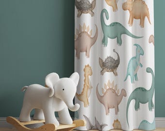 Tende Oscuranti Per Cameretta Con Dinosauri – Blu, 2 Pannelli – Dimensioni 107x160 Cm E 107x213 Cm – Con Occhielli, Isolanti Termici