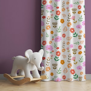 Watercolor Wild Florals Baby Girl Room Curtain Nursery Curtains Window Curtains Baby Room Curtains Flower Nursery
