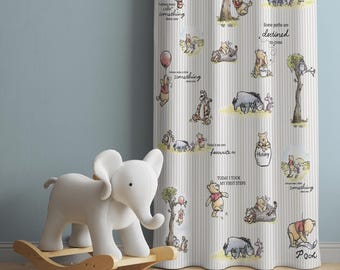 Winnie the Pooh Bear Nursery Curtains, Winnie the Pooh Nursery Decor, Kids Bedroom Curtains, Window Curtains, Nursery Curtains,Gift for Baby