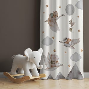 Safari Baby Boy Room Curtain,Animal Nursery Curtains, Window Curtains, Baby Cloud Curtains, Nursery Drape, Childrens Room Curtain