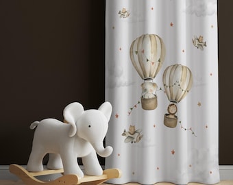 Safari Animals Baby Boy Room Curtains,Nursery Curtains,Window Curtains, Baby Hot Air Balloons Curtains, Nursery Drape,Childrens Room Curtain