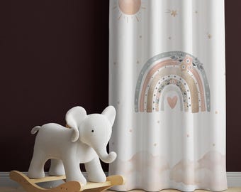 Cortina con estampado de arcoíris para habitación infantil, decoración de arcoíris para habitación de bebé, cortinas de arcoíris, cortinas para habitación de bebé, decoración de arcoíris para habitación de bebé