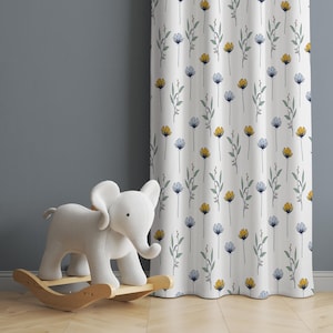 Watercolor Wild Florals Baby Girl Room Curtain Nursery Curtains Window Curtains Baby Room Curtains Flower Nursery