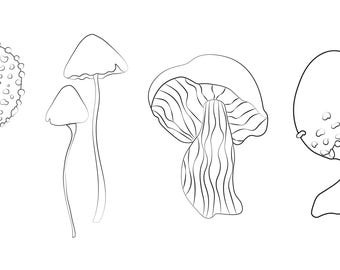 Mushroom SVG Clipart: Toadstool Silhouette Vector (Digital Download)