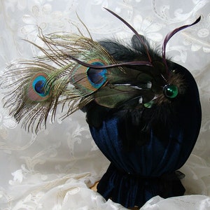 Black and Green Peacock Eye Fascinator 12