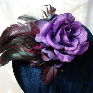 Purple Feather and Rose Fascinator 39