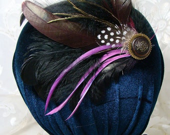 Black and Purple Feather Fascinator 15