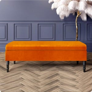 Velvet Ottoman Shoe Storage Bench, Safar Plain Upholstered Bench with Black Legs