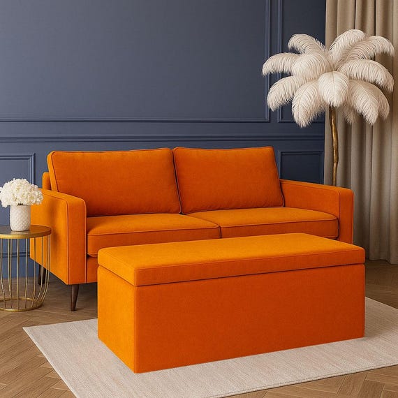 Plain Velvet Ottoman Storage Box, Rec...