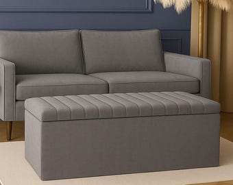 Plush Velvet End of Bed Storage Bench, Ottoman Box, Rectangle Coffee Table