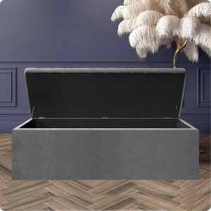 Large Plush Velvet Ottoman Storage Box, Blanket Box, End of Bed Bench afbeelding 2