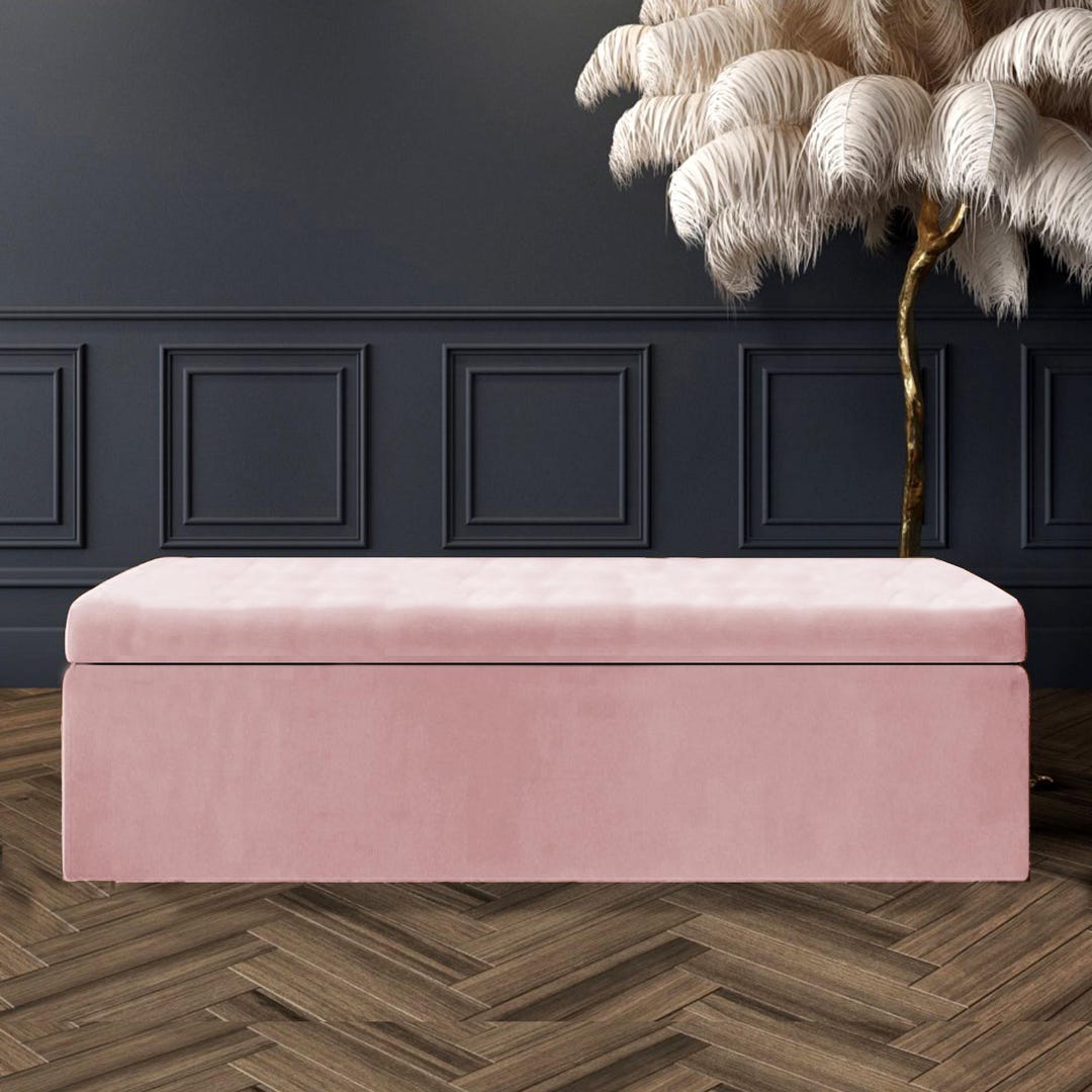 Plain Large Ottoman Storage Box, Rectangle Coffee Table, End of Bed ...