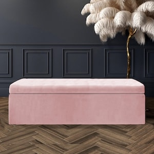 Plain Large Ottoman Storage Box, Rectangle Coffee Table, End of Bed Bench, Shoe Bench, Plush Velvet Upholstered Blanket Box, Ottoman Box