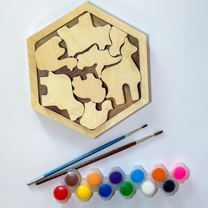 Wooden Animal Puzzle Set with Paint – Eco-Friendly DIY Painting Kit for Kids, Montessori-Inspired Educational Toy