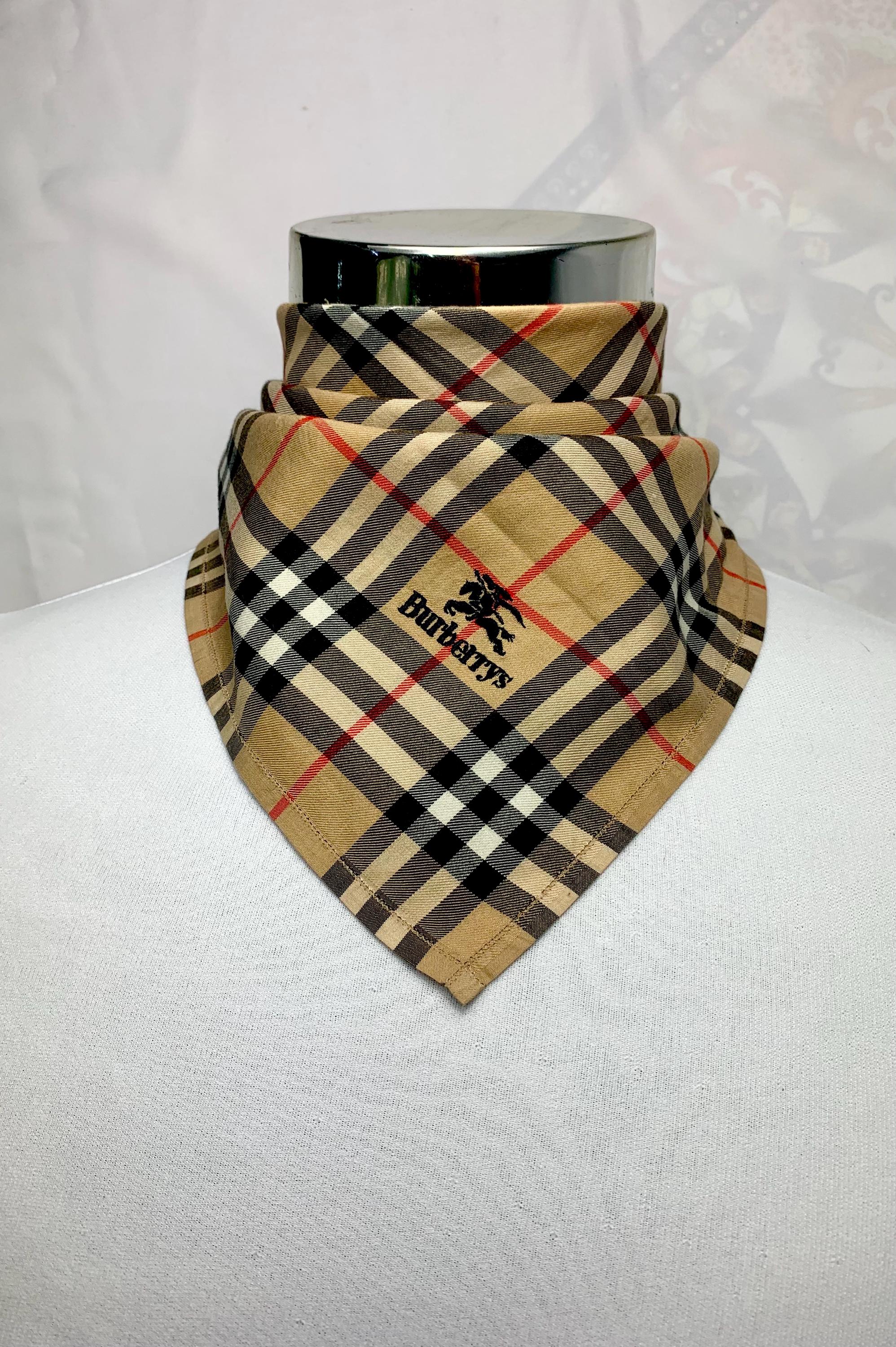 Burberry Scarf Cotton - Etsy Burberry London Nova Check Silk Pocket Size Scarf 19 Inch Square Vintage main image 0