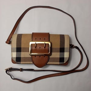 Burberry House Check Bridle Calfskin Small  Buckle Bag