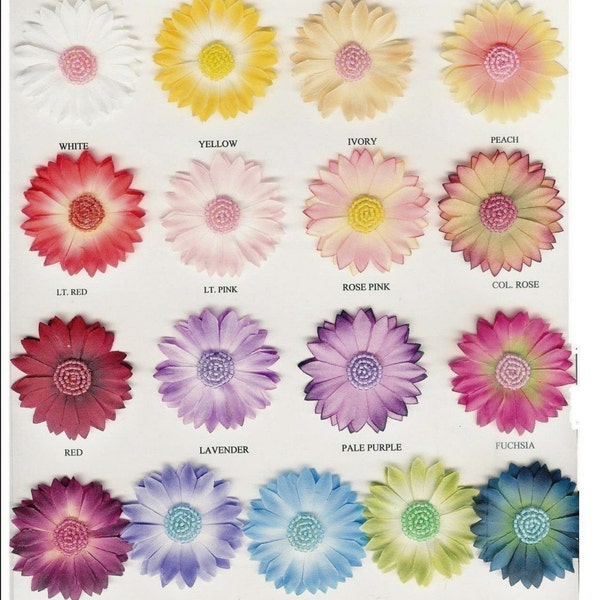 Pre Packaged Small Silk Daisy Flowers with Beaded Centers x 12 Assorted Colors