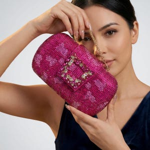 Pochette rosa elegante da cerimonia donna borsa piccola borsetta