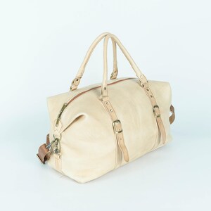 Borsa a mano in pelle da donna Borsa da viaggio in pelle beige
