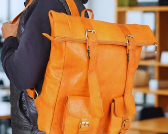 Foldable Leather Backpack: Large Capacity Travel Rucksack