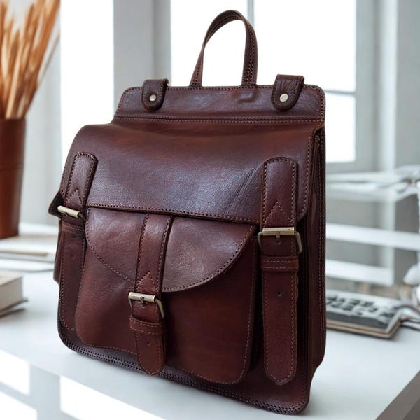 Mochila de cuero marroquí hecha a mano: mochila vintage