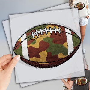 Camouflage American Football Ball DTF Transfer, Football Mom DTF Transfer, Direct To Film, Ready to Press, T-shirt Transfers, High Quality