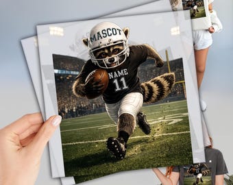 Custom Mascot Heat Transfer, Personalized Football Raccoon DTF